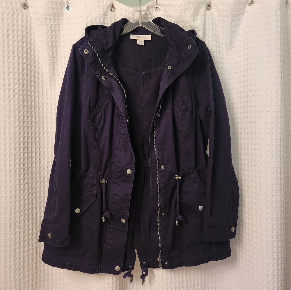 Women's Navy Hooded Utility Jacket